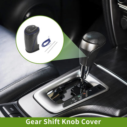 Gear Shift Knob Cover for Chevrolet Malibu (2016-2020) Black Carbon Fiber Blue