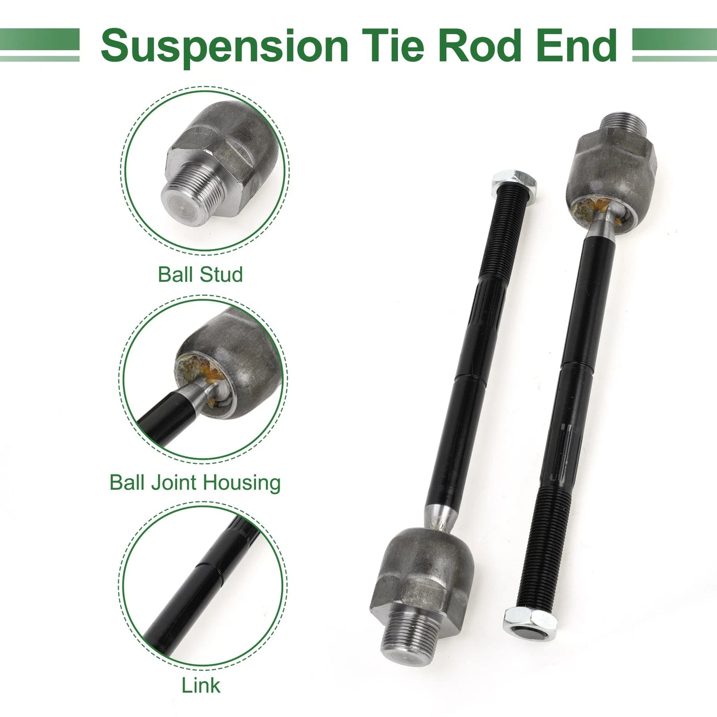 6 x Front Suspension Kit Inner Outer Tie Rod End with Boot for Dodge Dakota