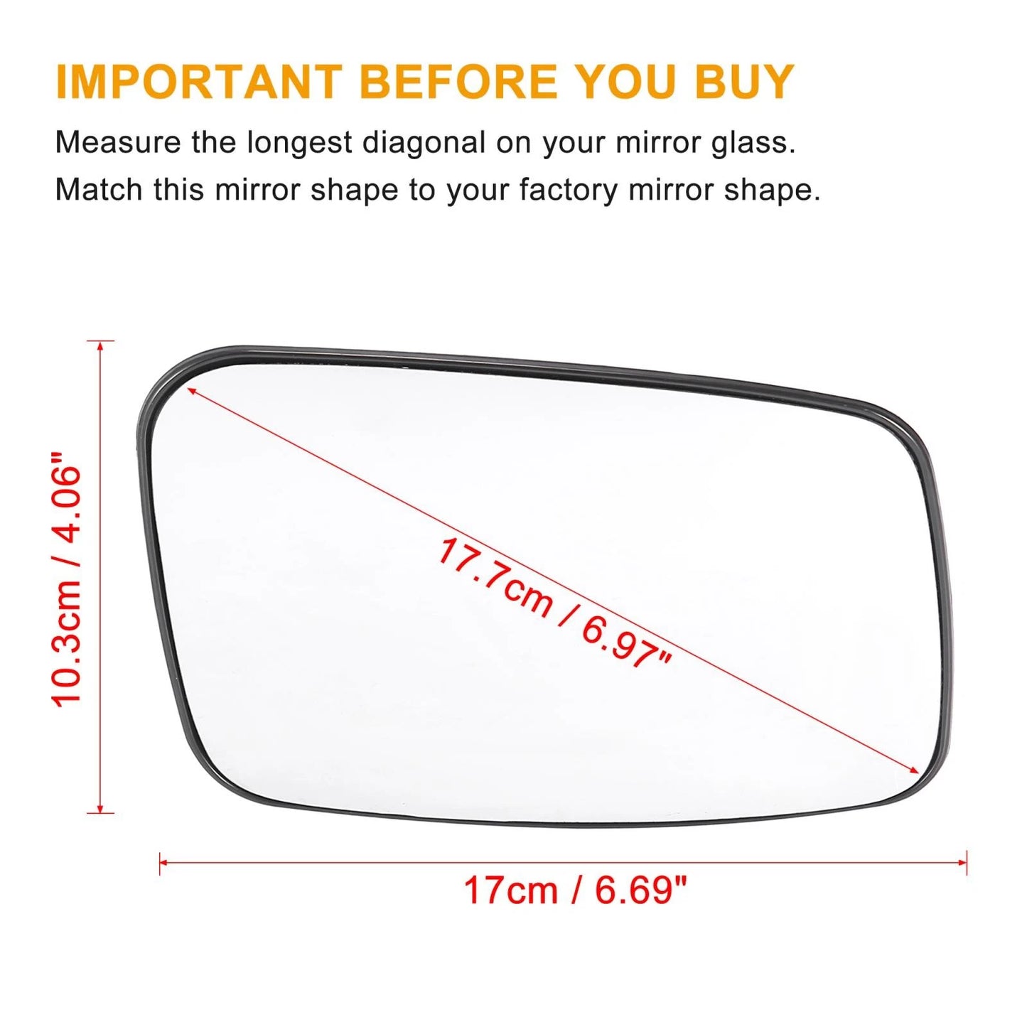 Right Passenger Side Mirror Glass for Volvo S40 V40 (2000-2004)