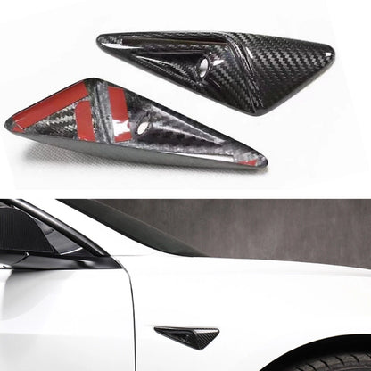 2 x Gloss Carbon Fiber Front Side Fender Covers for Tesla Model 3/Y (2020-2022)
