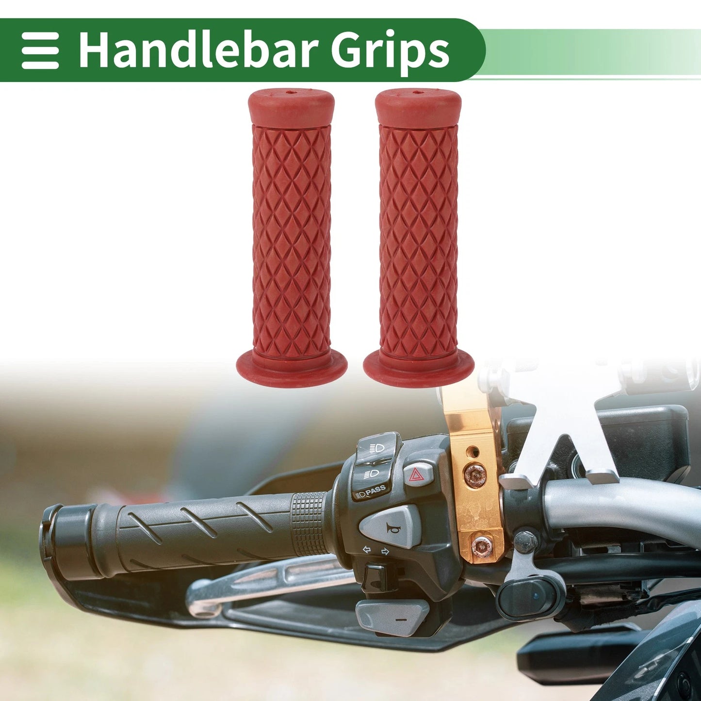 1x 25mm Motorcycle Hand Grips Cover Handlebar Hand Grips TPU Dark Red