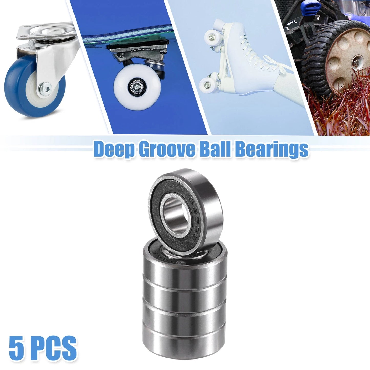 5 x 8x19x6mm Double Rubber Sealed Deep Groove Ball Bearings for Make Model