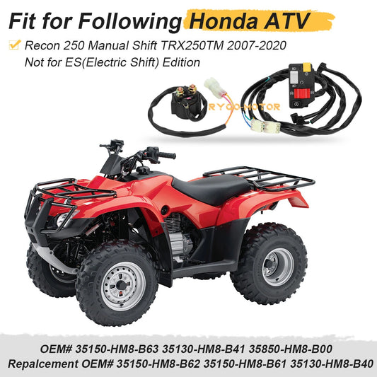 2 x Handlebar & Starter Relay for Honda Recon 250 TRX250TM 2x4 (2007–2020)