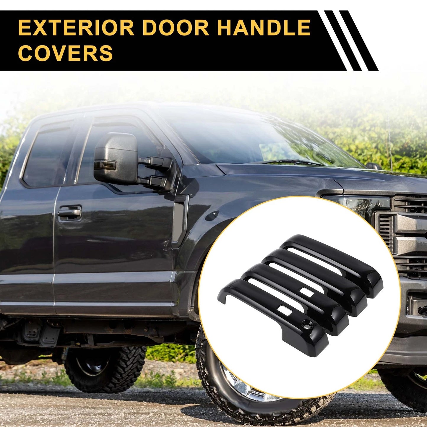 4 x Exterior Door Handle Covers for Ford F-150 (2015-2020) Black Keypad