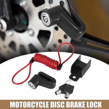 Disc Brake Lock with Red Rope for Universal Motorcycle – Black