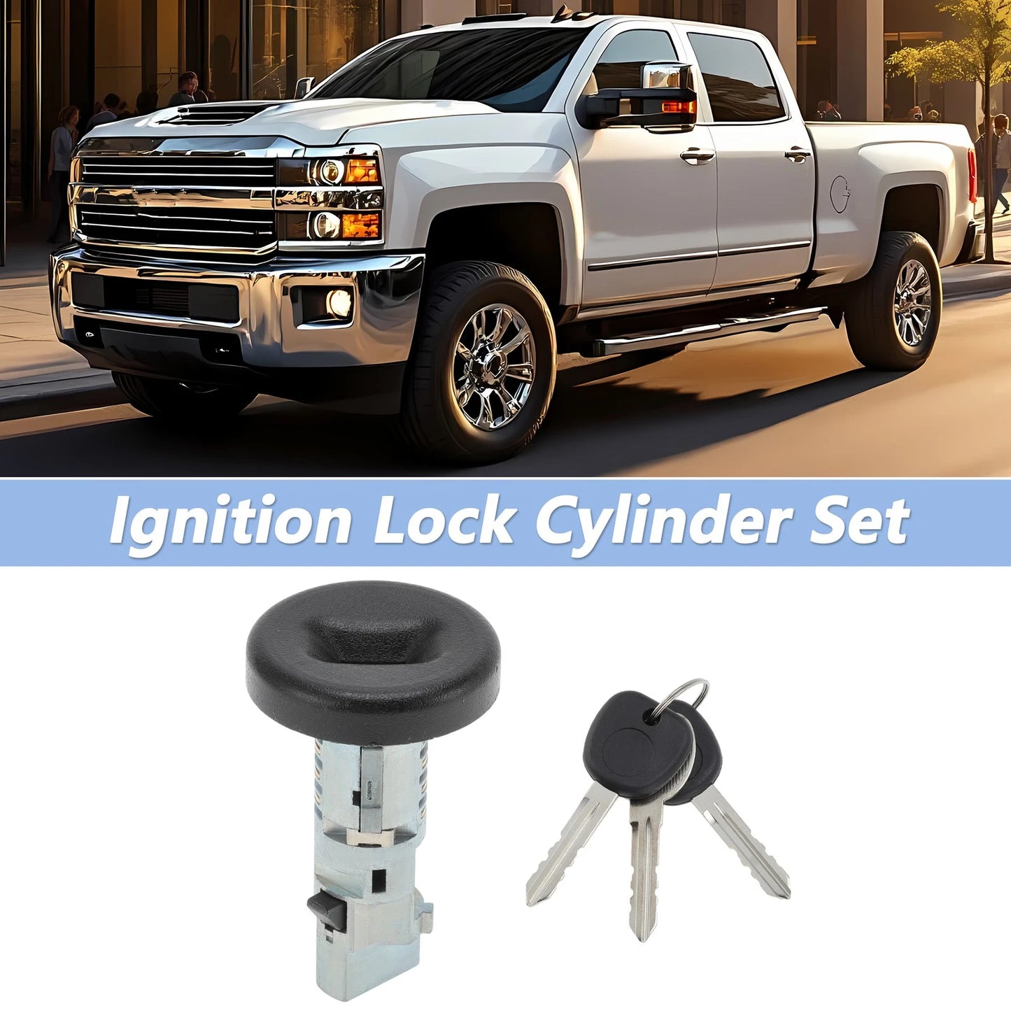 Ignition Lock Cylinder w/ 3 Key for Chevy Silverado 1500 (2007-2013)