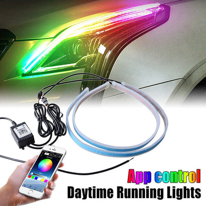 60cm RGB Car Flexible Tube LED Strip Daytime Running DRL Lights