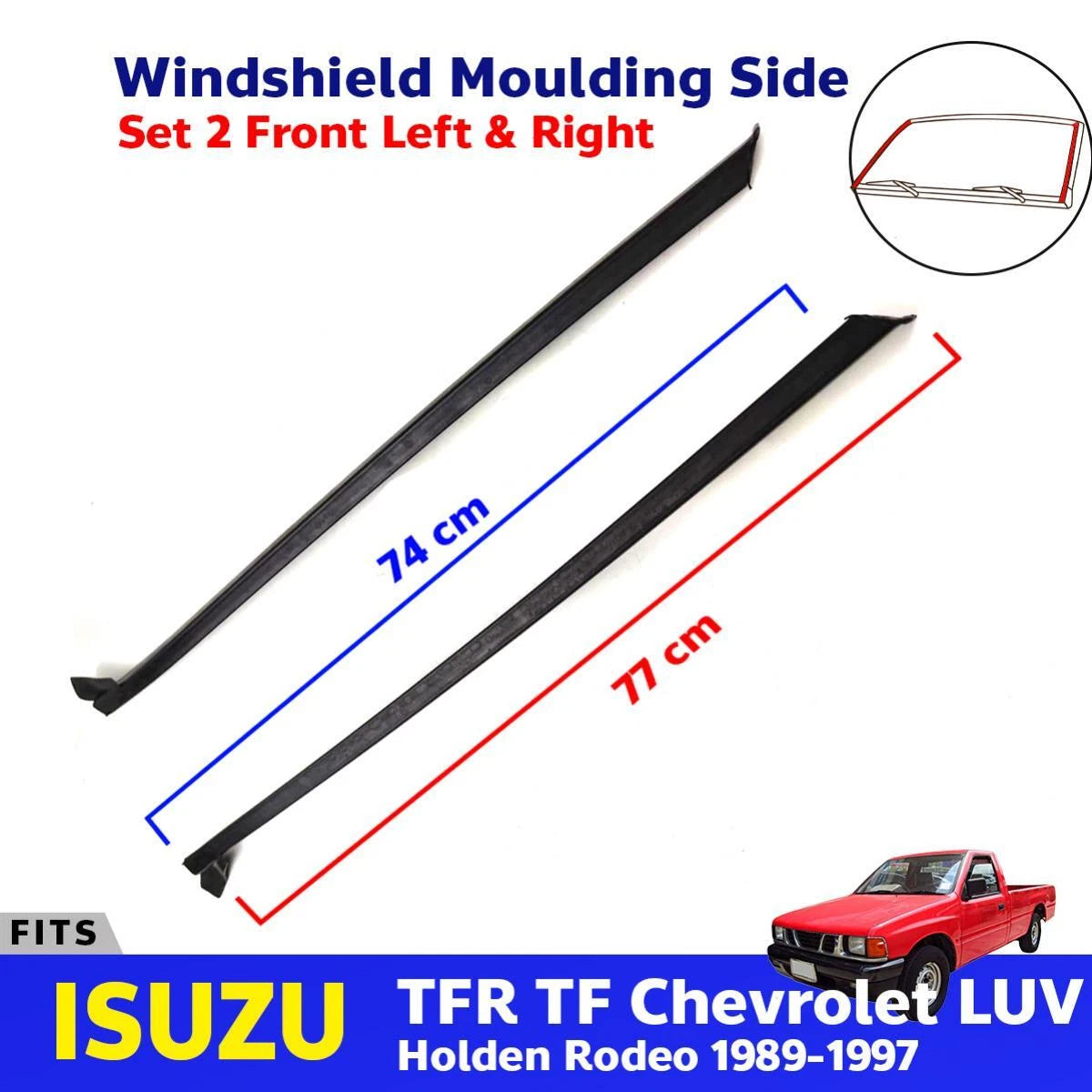 Front Windshield Moulding Rubber Seal L+R Fits ISUZU TFR Holden Rodeo 89-97 D12