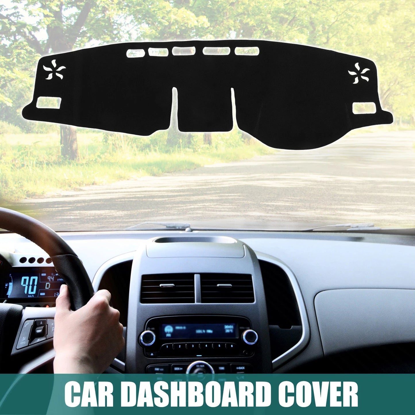 Black Dashboard Cover Mat for Toyota Rav4 (2019-2023)