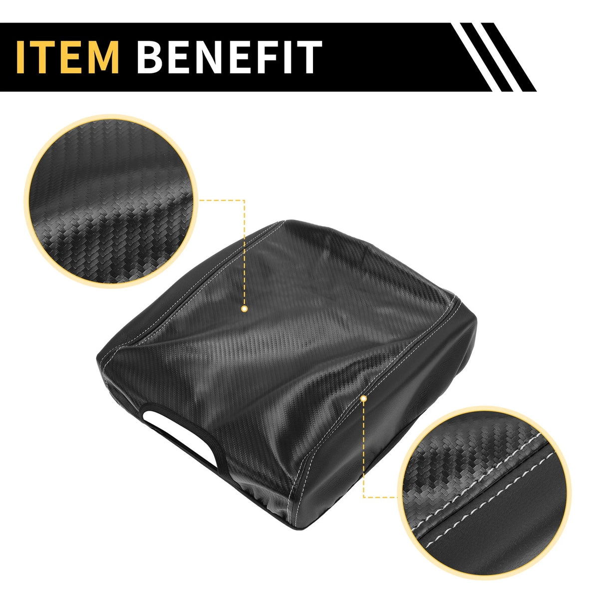 Armrest Cover for Ford F-150 Microfiber Leather Carbon Fiber Black (2004-2023)