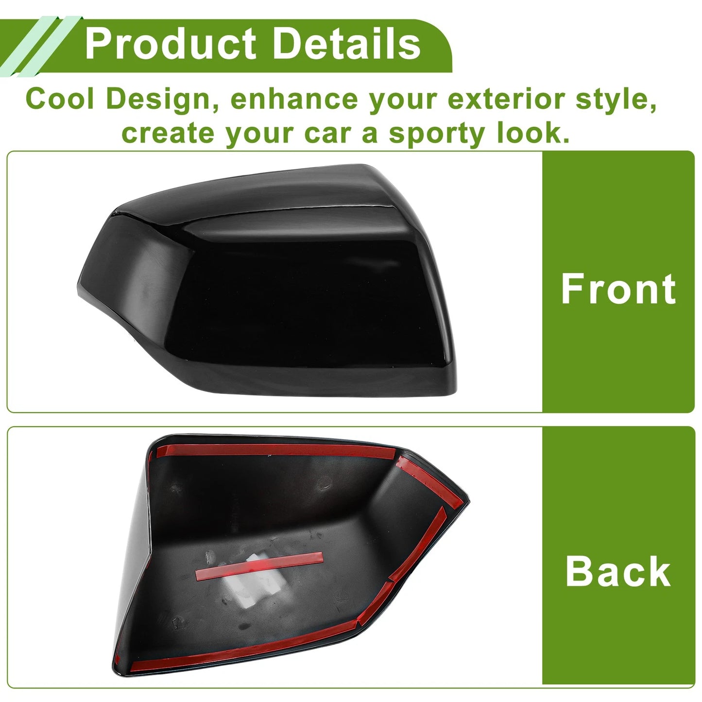 1 Pair Mirror Cover Cap Gloss Black for Cadillac Escalade (2021-2025)