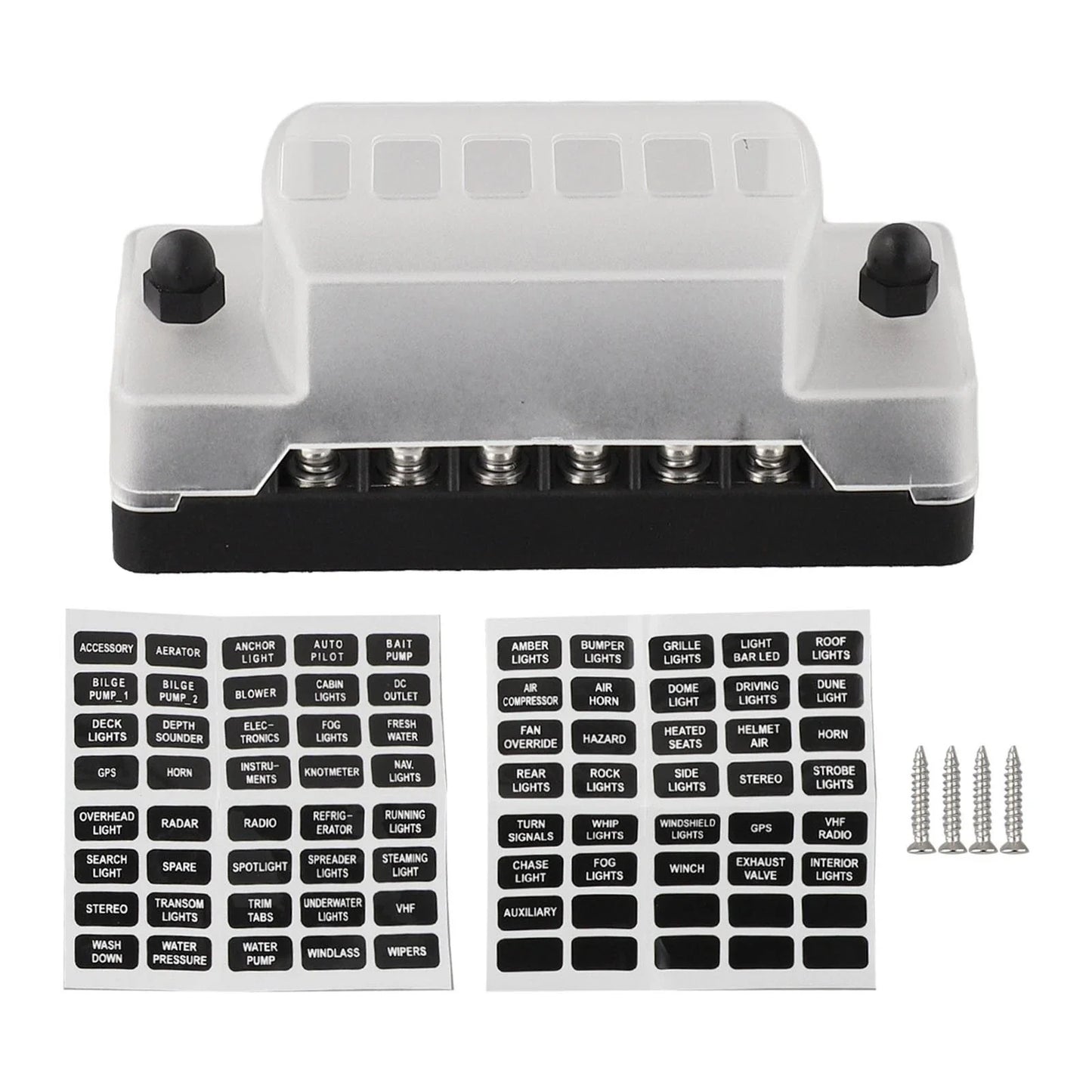 6 Way Car Fuse Box for Vehicles/Boats Compatible with 1A-20A Blade Fuses