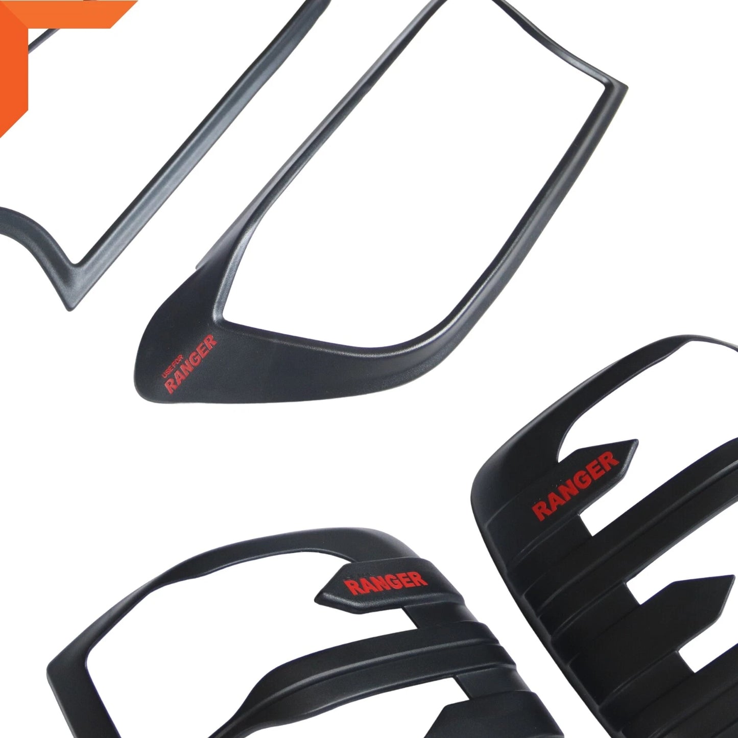 Matte Black Headlight Taillight Covers Trim for Ford Ranger T6 (2015-2021)