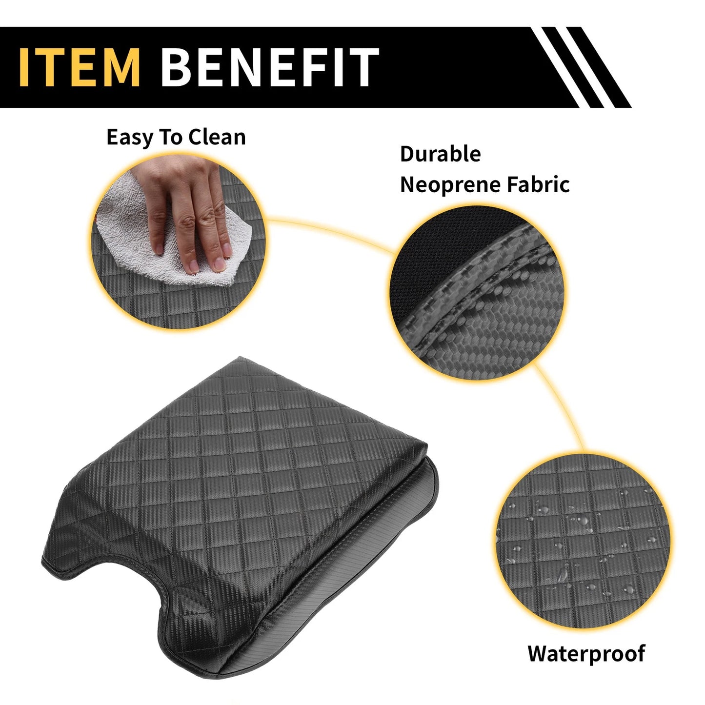 Microfiber Leather Console Lid Armrest Cover for Ford
