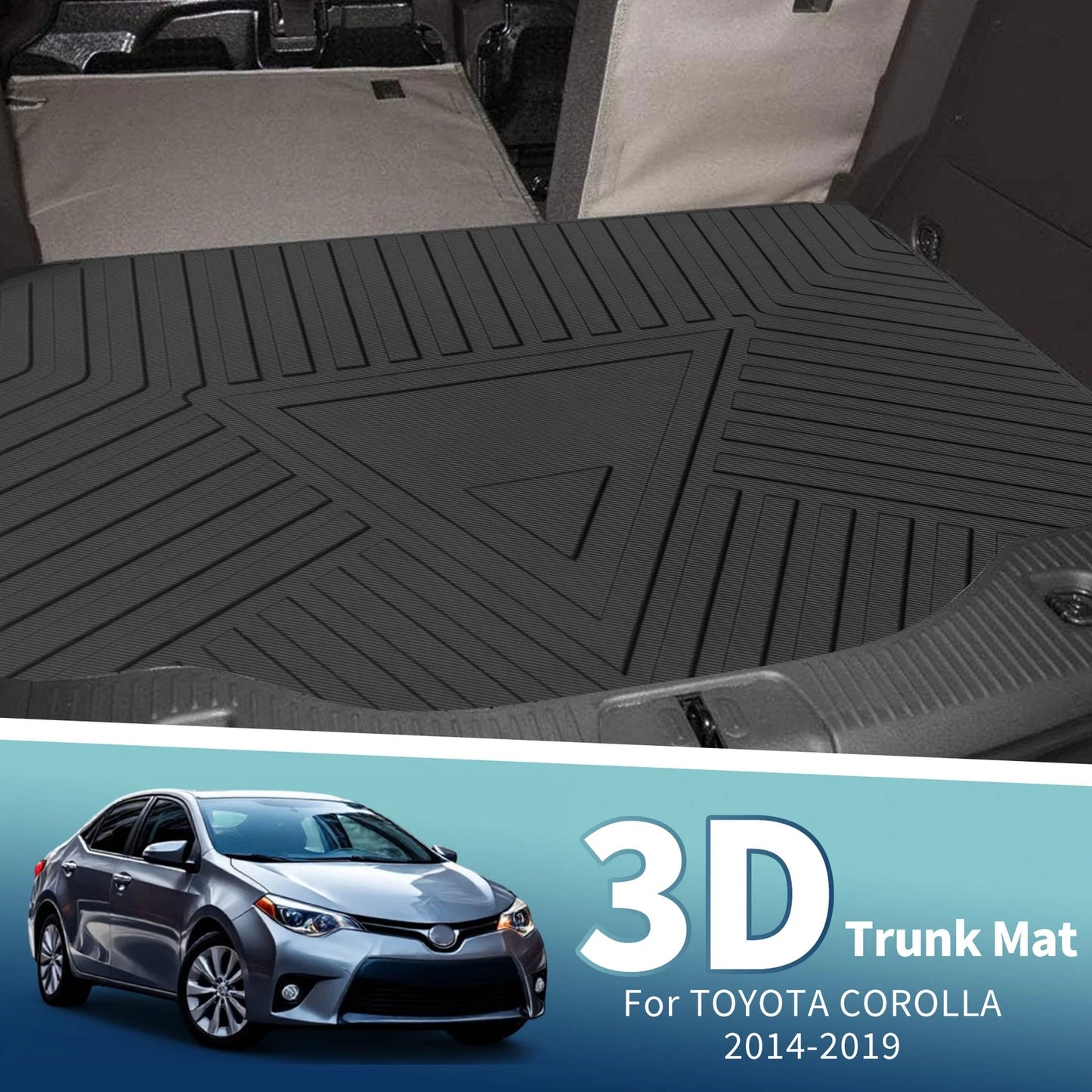 Flat Face Cargo Liner Rear Trunk Mat for Toyota Corolla (2014-2019) 1 Pc
