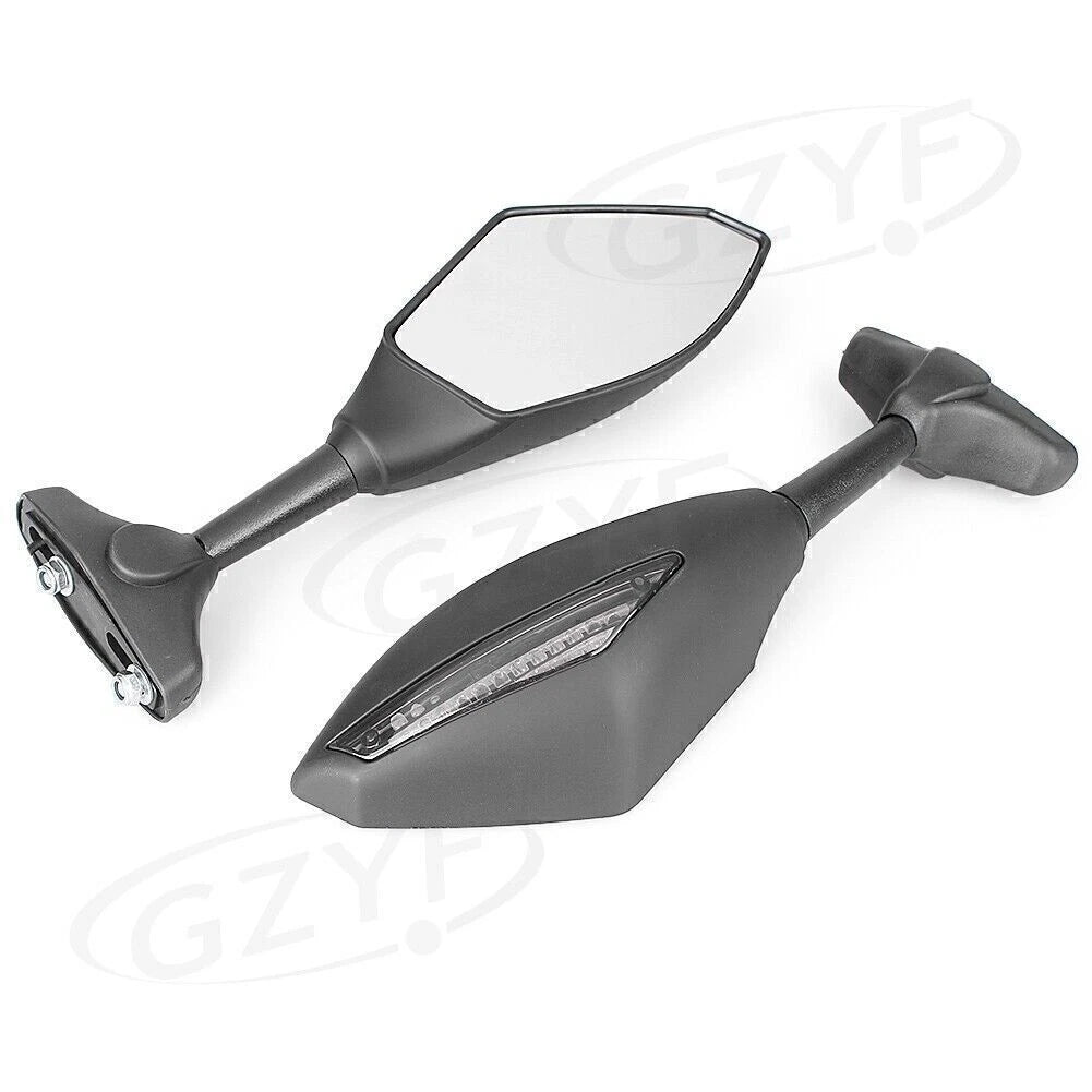Rearview Mirrors w/ Amber Lights for Kawasaki Suzuki Yamaha Universal