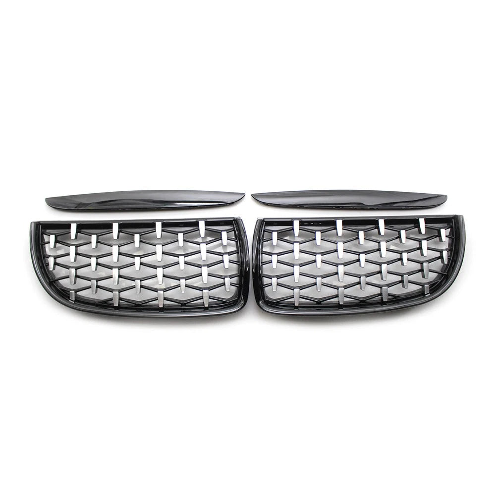 Front Frame & Chrome Grille for BMW E90 2005-2008 Black Pair