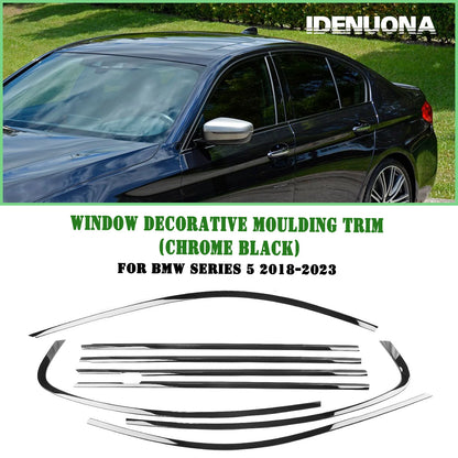 8 x Window Strip Moulding Seal for BMW 5 Series G30 (2018-2023) Chrome Black