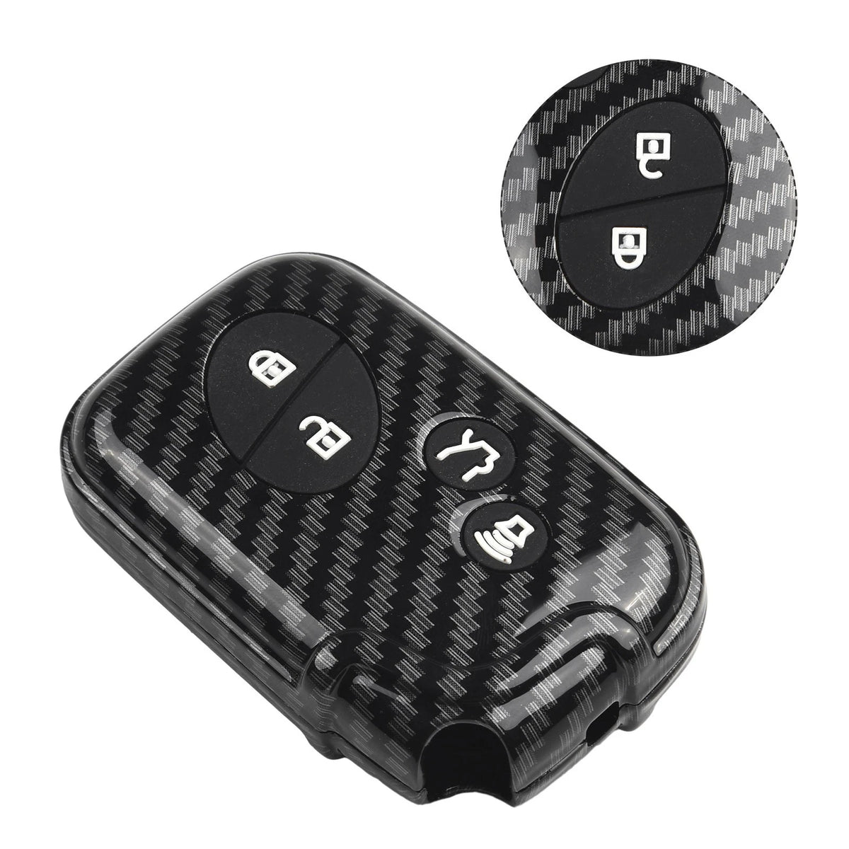 Key Cover 1 x ABS & Rubber Carbon Fiber Look for Car