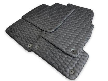 Black Leather Floor Mats for Audi Q7 (2017-2022) - Exclusive AutoWin Brand