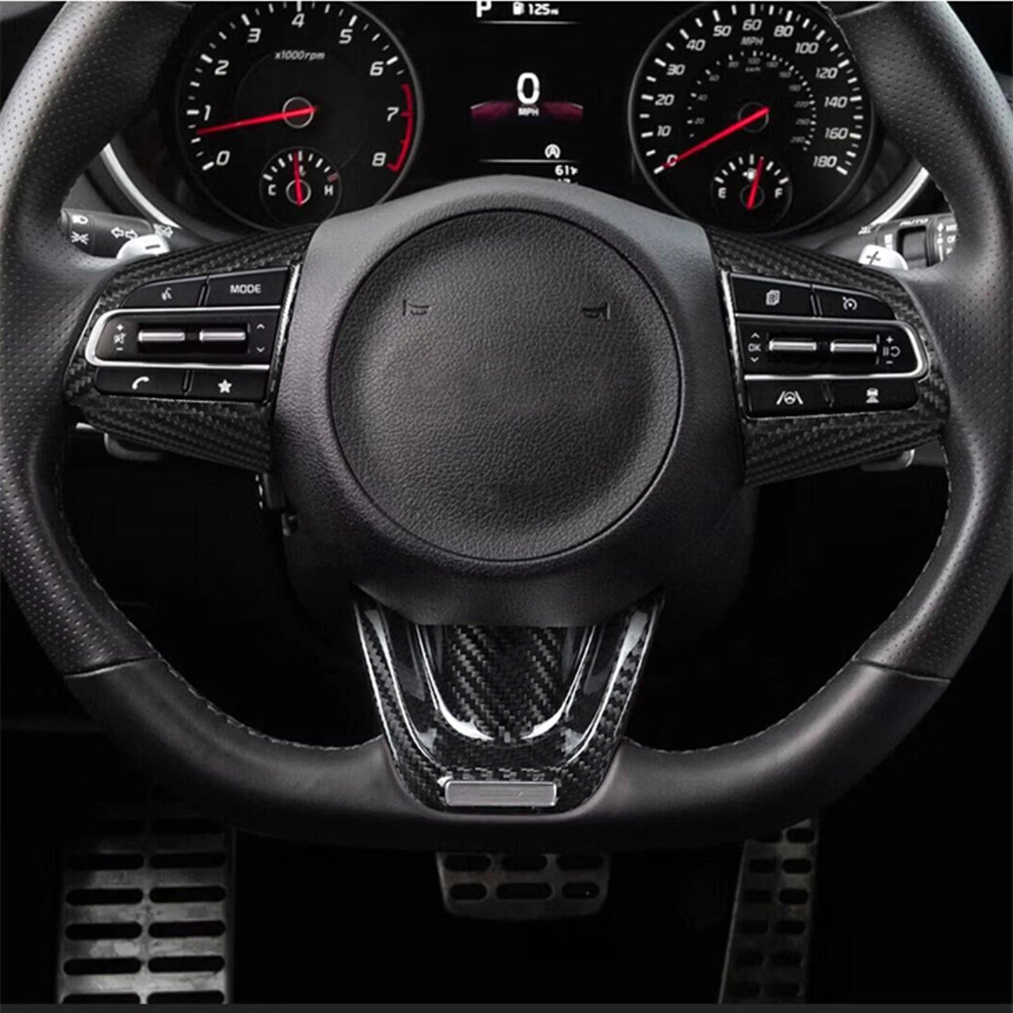 Carbon Fiber Steering Wheel Cover for Kia Stinger (2018-2023) 3 x pcs