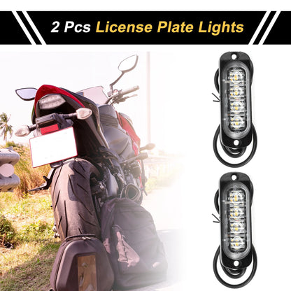 2 x 12V License Plate Light Yellow Rainproof for Car Motorcycle