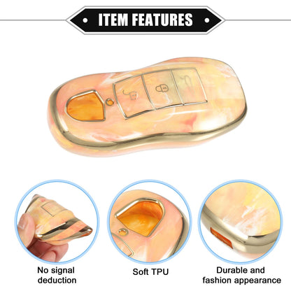 Button Smart Key Fob Case Cover TPU Orange for Porsche Cayenne (2011-2018)
