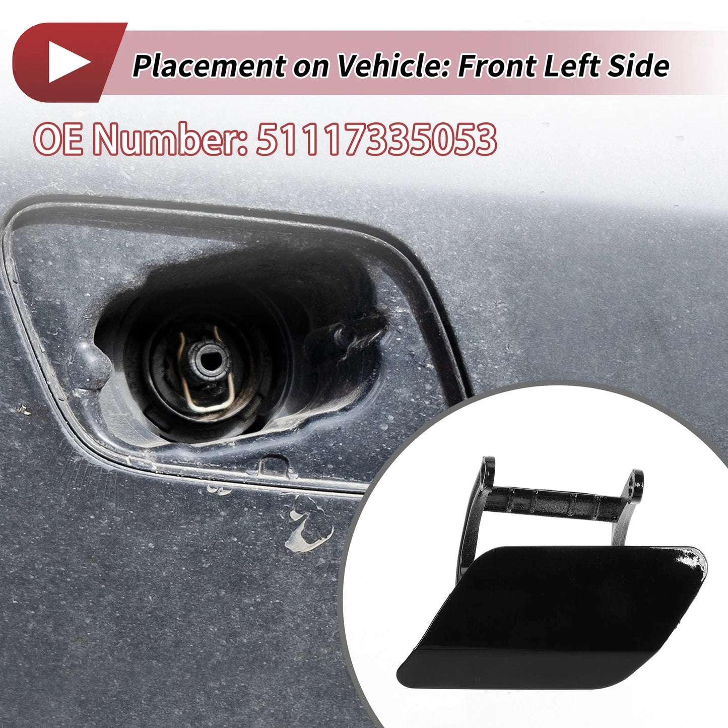 Front Left Washer Nozzle Cover for BMW 740i (2013-2015) Black