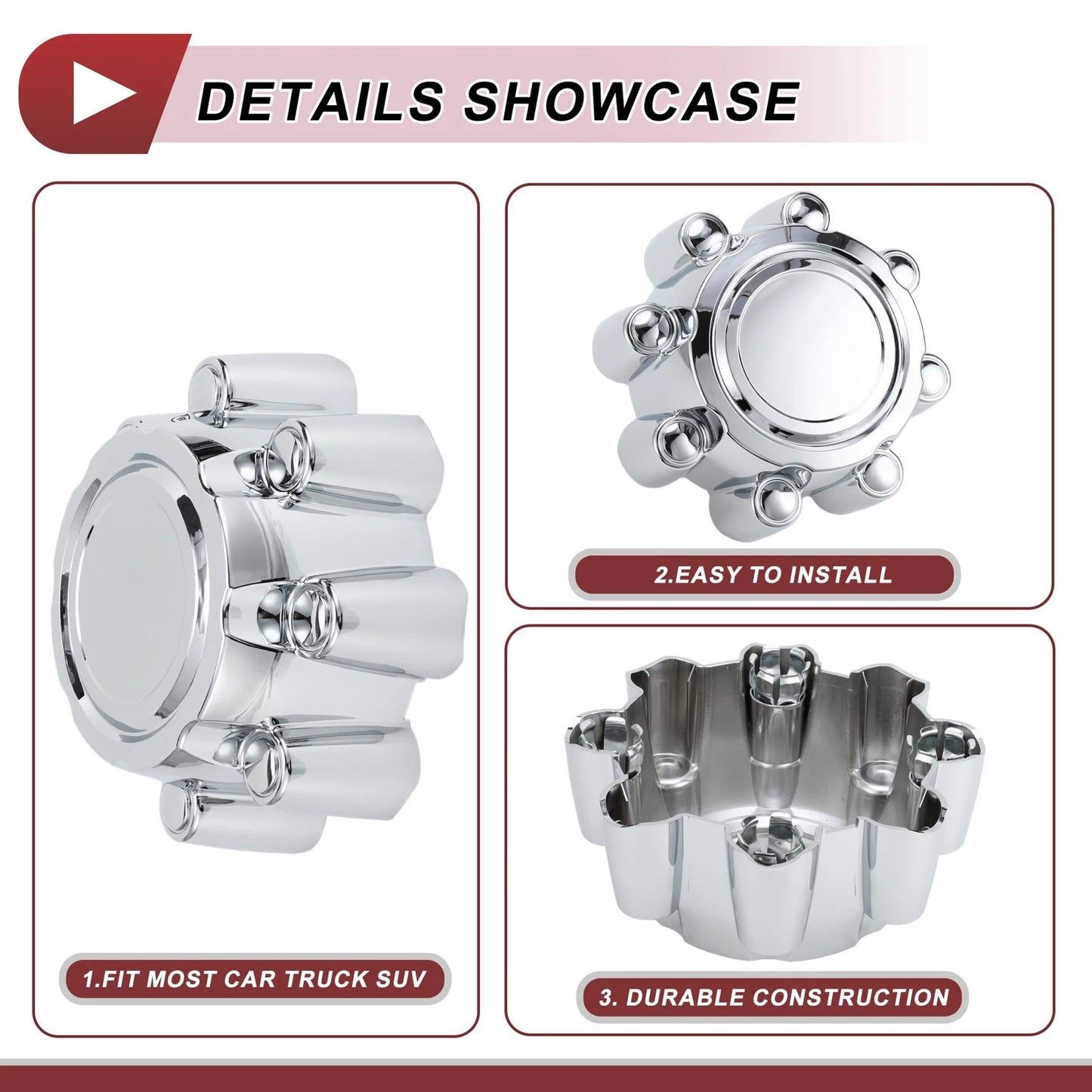 Wheel Center Caps for Ford F250 Chrome Silver Tone Plastic (2005-2007)