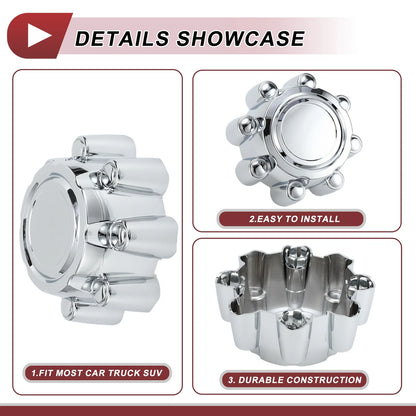 Wheel Center Caps for Ford F250 Chrome Silver Tone Plastic (2005-2007)