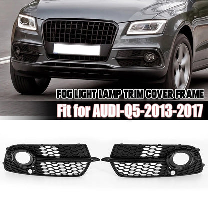Front Bumper Fog Light Lamp Grill Cover Pair for Audi Q5 S-Line (2013-2017)