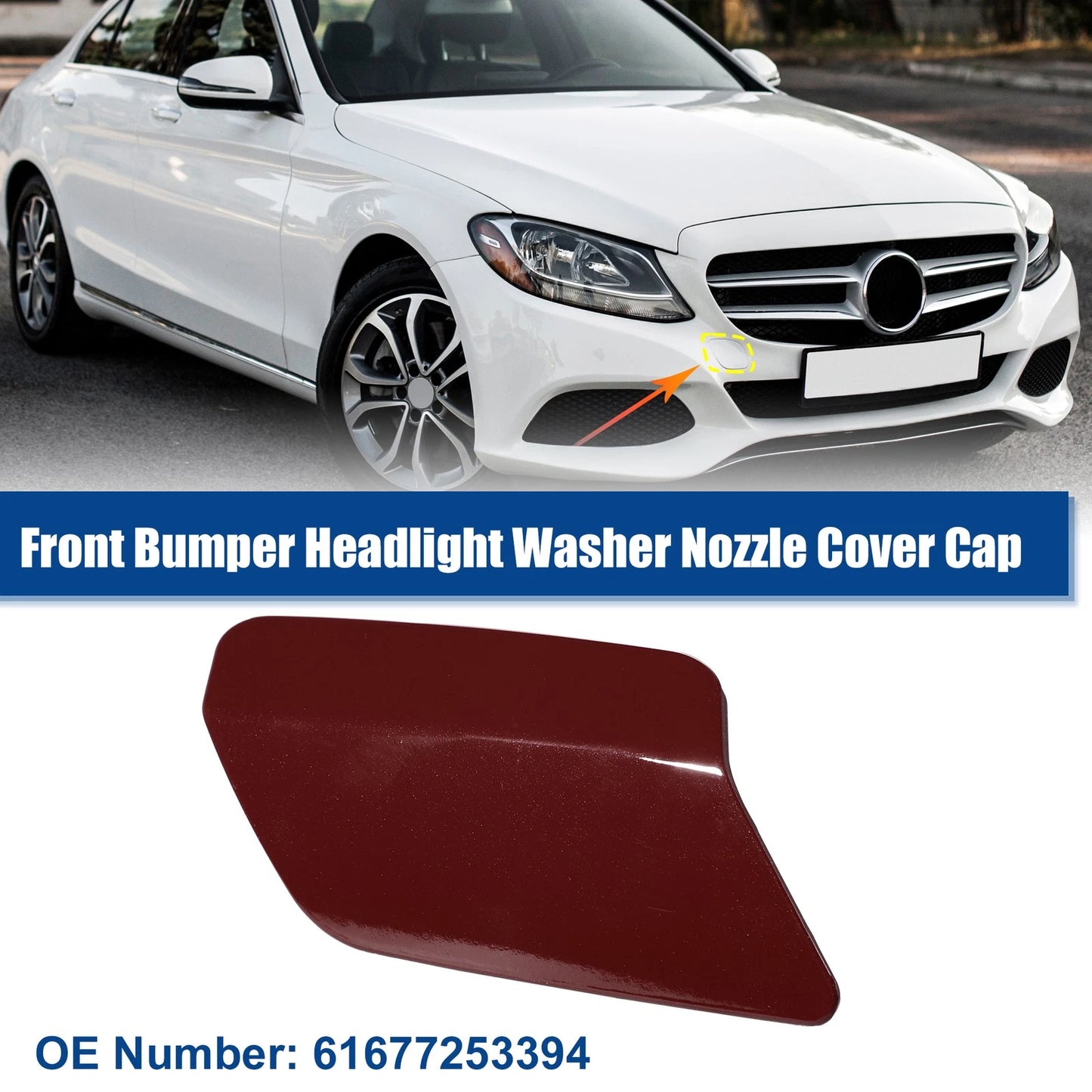Front Right Headlight Washer Nozzle Cover Cap Red for BMW 328i (2011-2013)