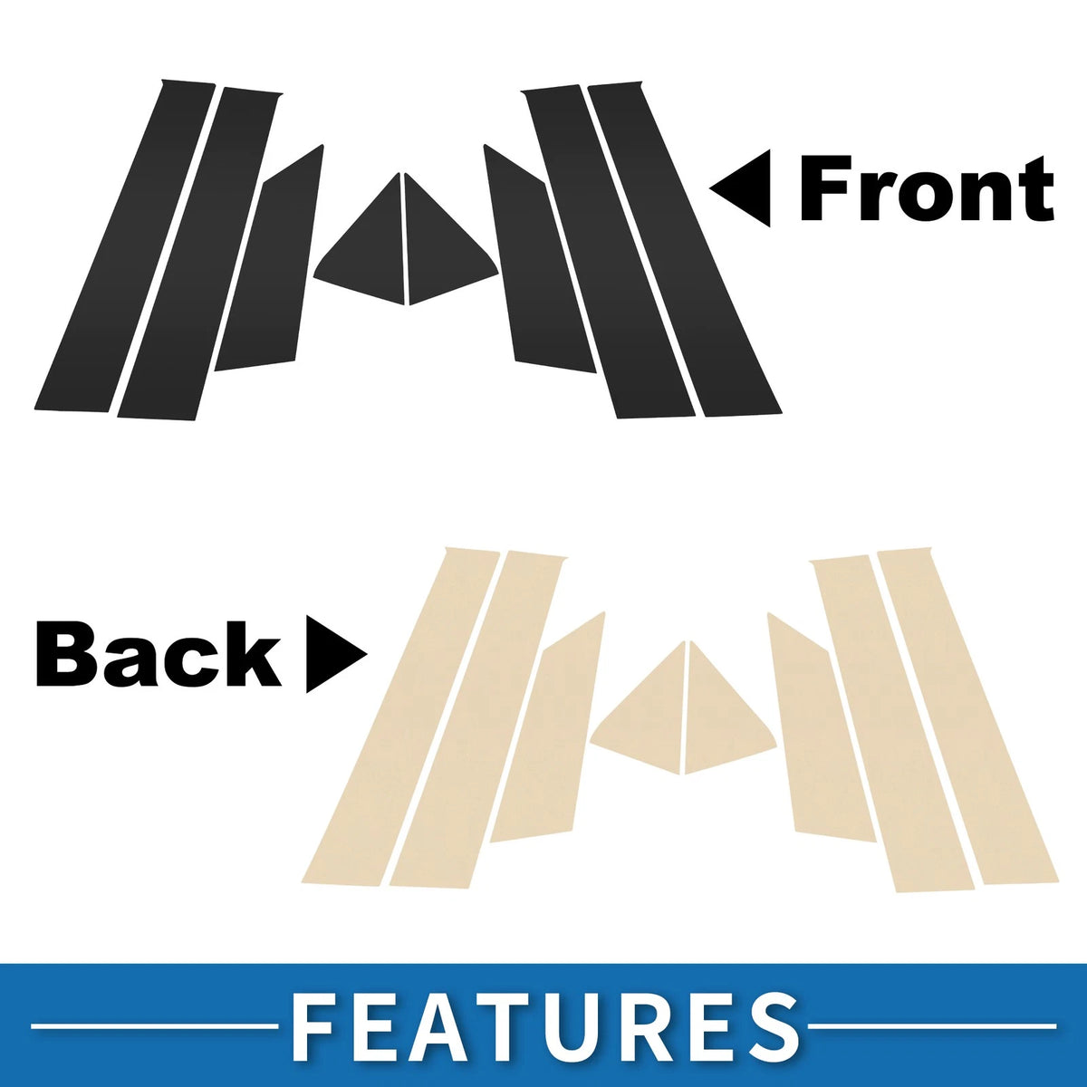 8pcs Door Pillar Window Trim for Ford EcoSport (2018-2022) Black