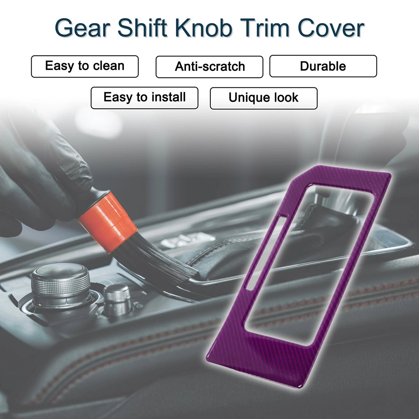 ABS Gear Shift Knob Cover for Ford F150 (2015-2020) - Carbon Fiber Purple