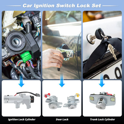 Ignition Lock Cylinder & Door Trunk Lock w/ 2 Keys for Nissan Versa (2007-2012)