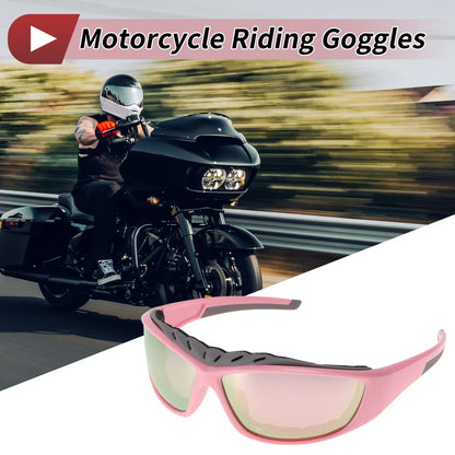 Motorcycle Riding Goggles Pink Lens Pink Frame Tri-acetel Cellulose PC UV400