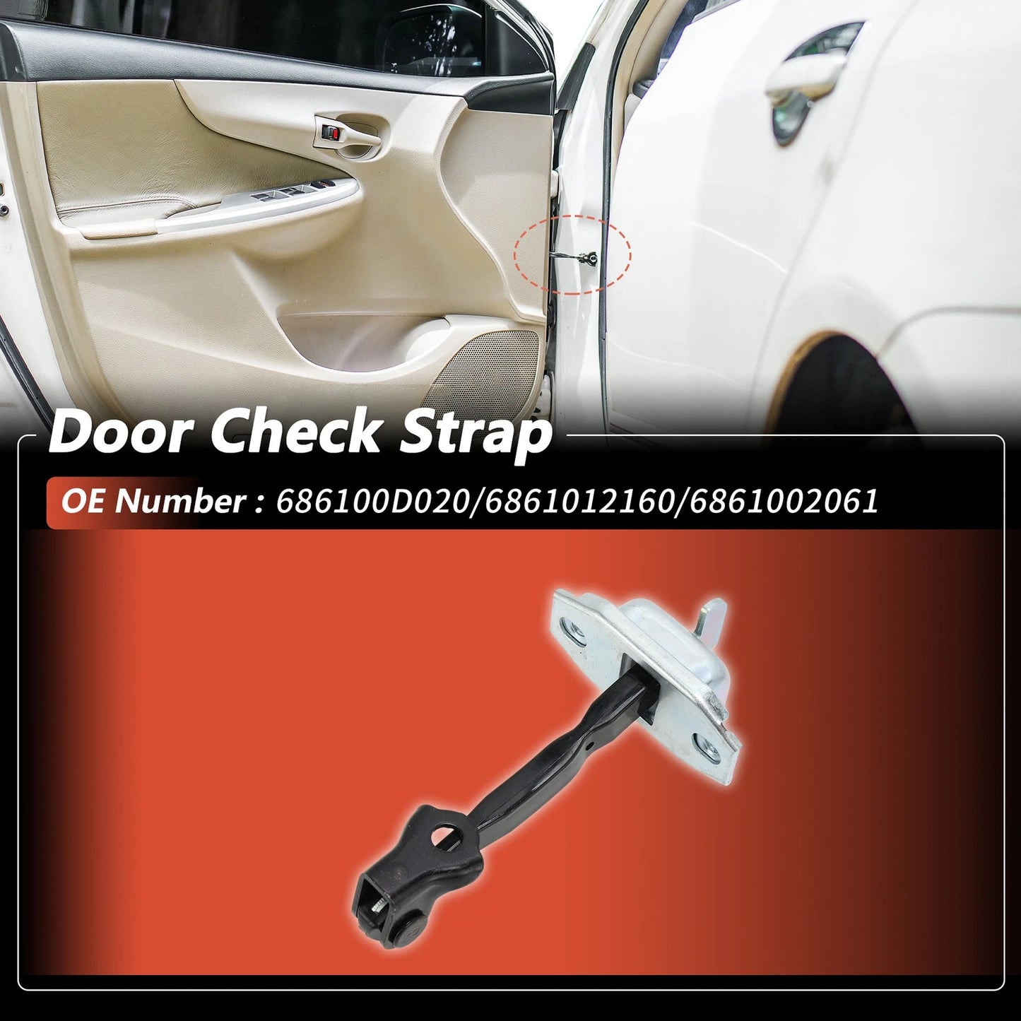 Door Check Strap 2 x Front Left/Front Right for Toyota Corolla (2003–2009)