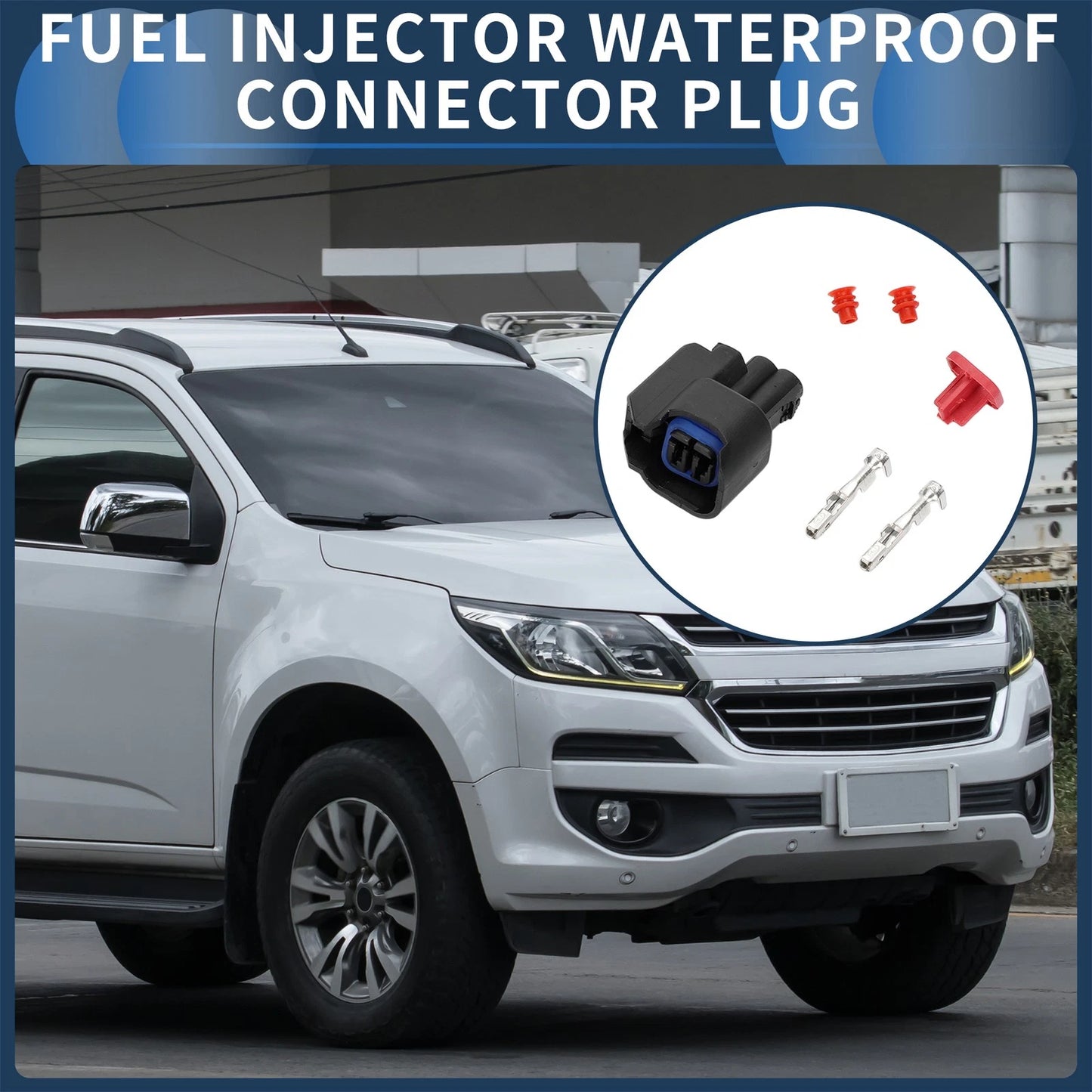 2 Pin Fuel Injector Waterproof Connector Plug for Chevrolet Black