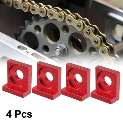 4pcs 12mm Dia Hole Chain Adjuster Block Tensioners Red Metal for Motorcycle
