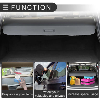 Retractable Cargo Cover for Jeep Cherokee 2019-2023 Black Carbon Fiber