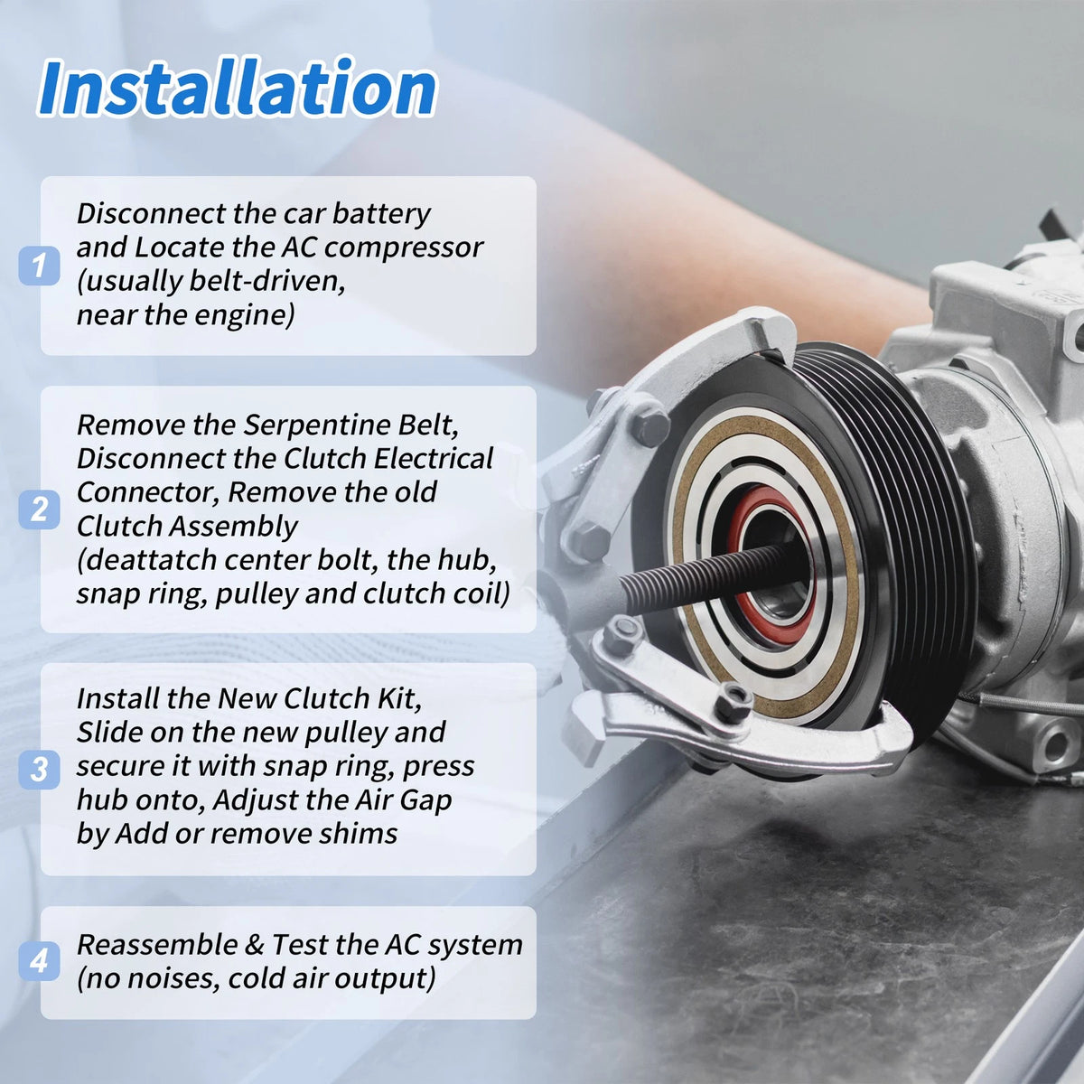 AC Compressor Clutch Kit for Honda Civic CR-V, Acura ILX RDX (2012-2023)