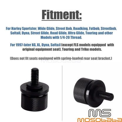 Black 1/4-20 Seat Mounting Bolt for Harley Touring, Fat Bob, Sportster