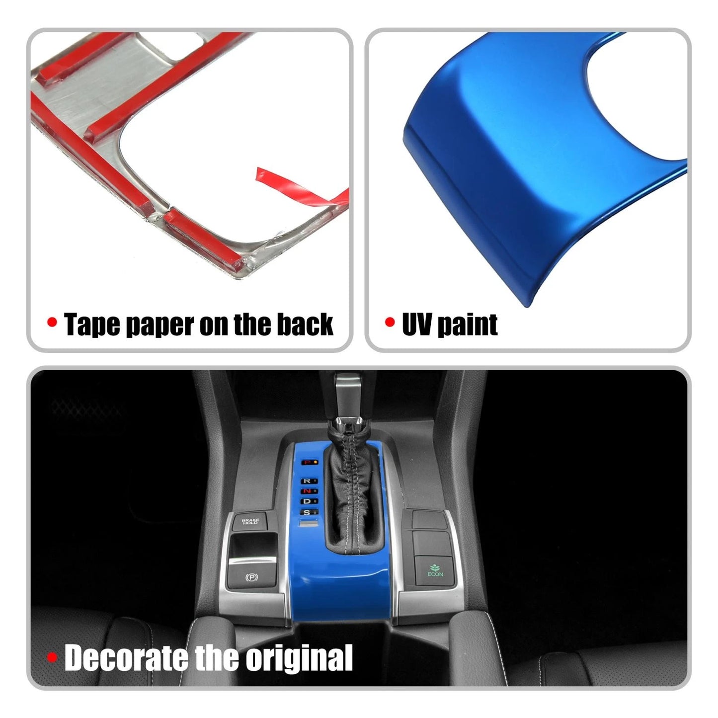 Blue Gear Panel Frame Shift Knob Trim for Honda Civic (2016-2021)