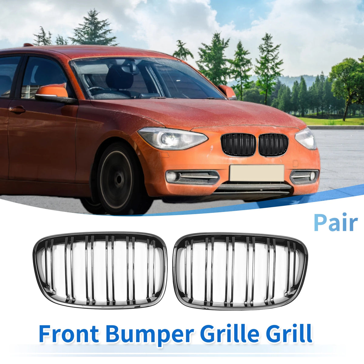 Front Upper Bumper Grille for BMW 1 Series F20 2011-2014 Double Slat