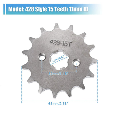 15T 17mm ID Front Engine Sprocket Set for Dirt Pit Bike ATV