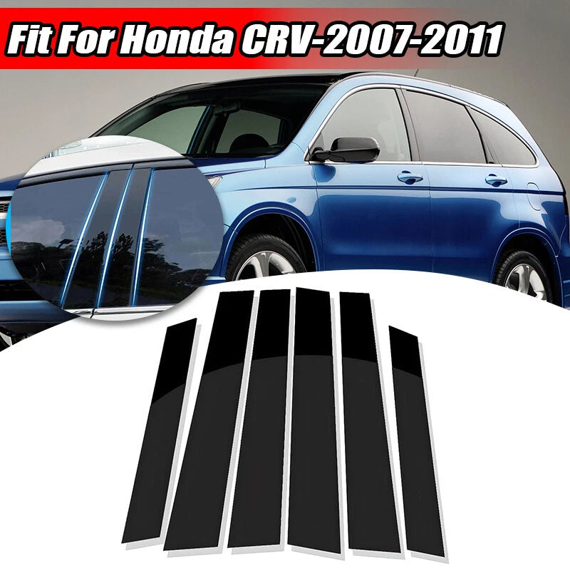 Black Window Pillar Posts Door Trim Covers for 2007-2011 Honda CR-V 6 x Pieces