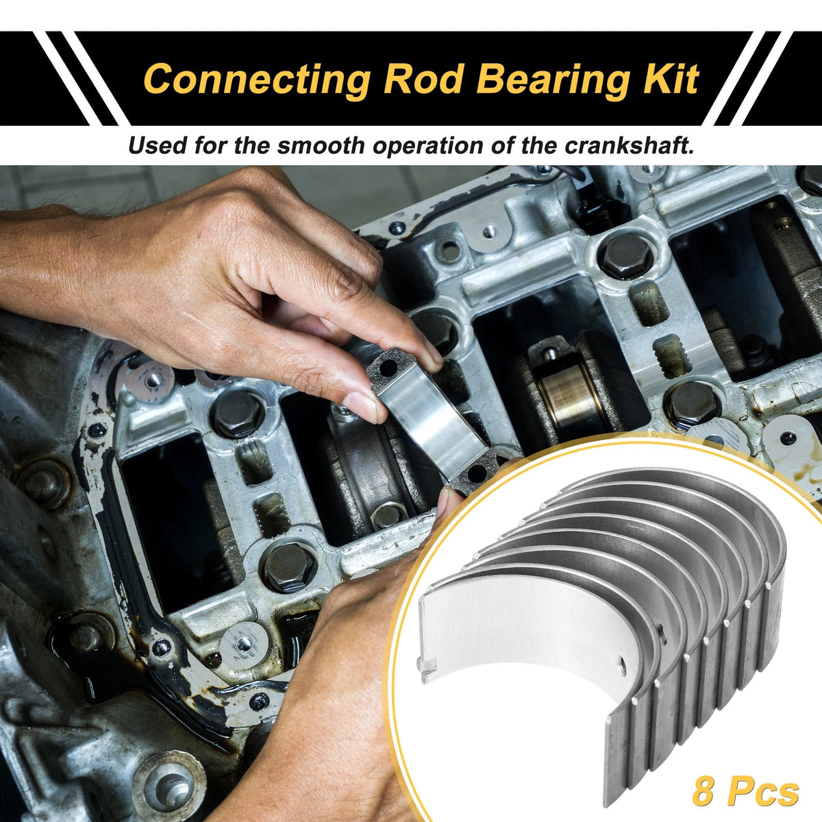 8 x Connecting Rod Bearing Set for Toyota Corolla (1983-1989)