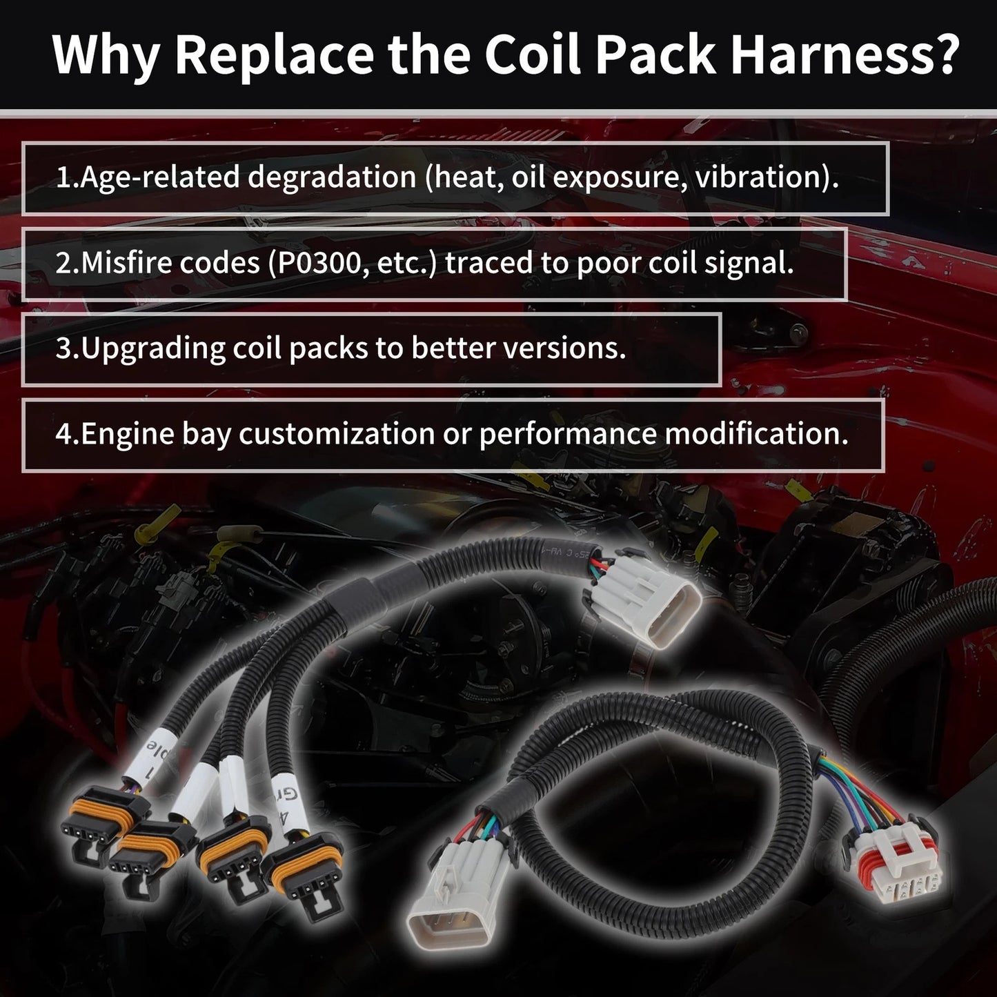 Ignition Relocation Coil Pack Harness Kit for Chevrolet Corvette C5