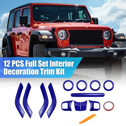 12 x Interior Trim Kit for Jeep Wrangler JK (2011-2018) - Blue Decoration Set