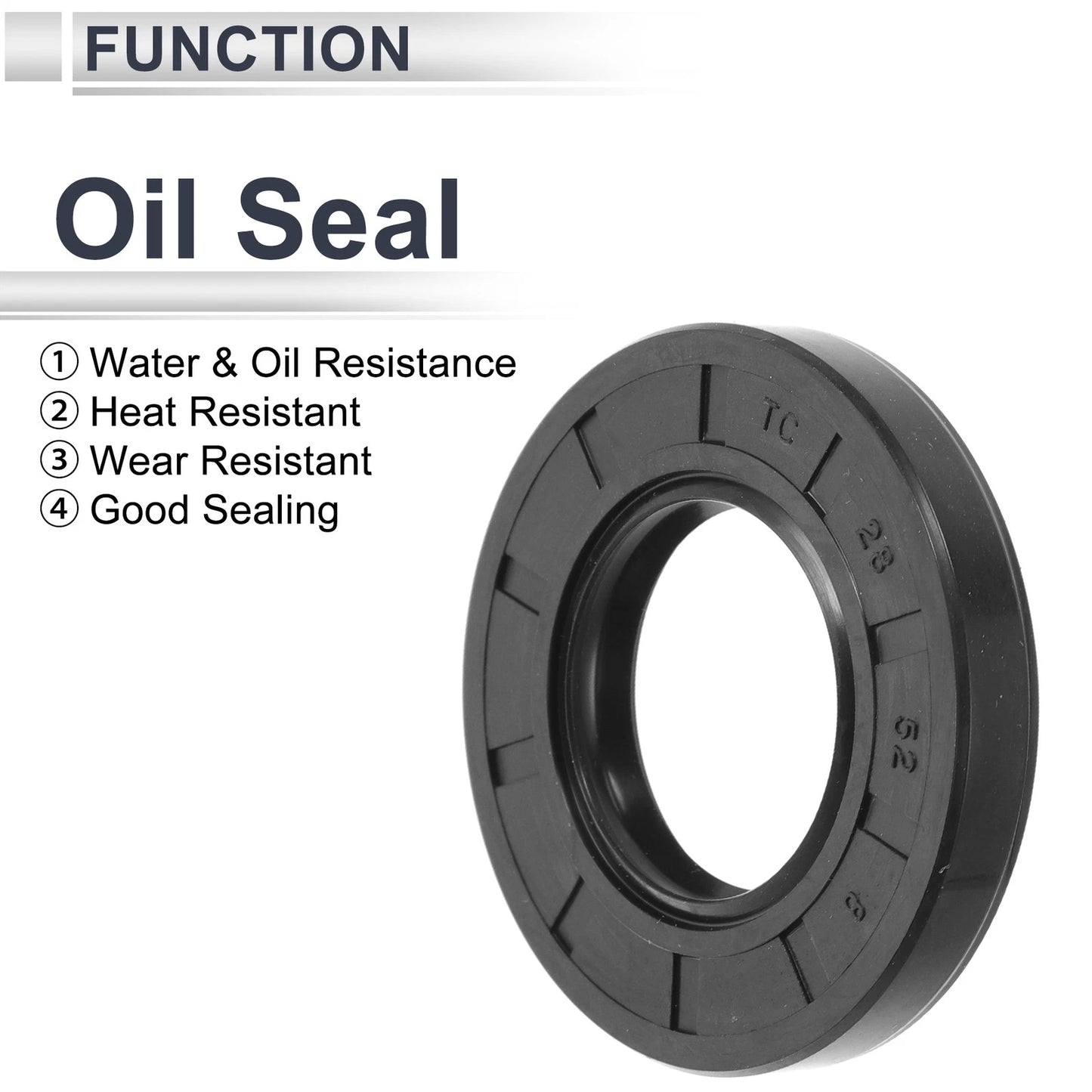 Oil Seal Rotary Shaft Seal TC Seal Ring Nitrile Rubber 28x52x8mm Black 5 Pcs